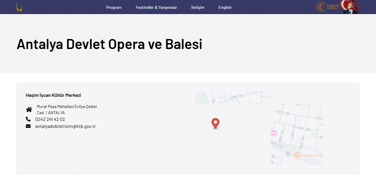 Antalya Devlet Opera ve Balesi’nin Haşim İşcan Kültür Merkezi bilgisi